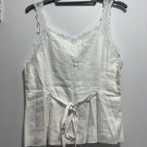 White Lace Trim Sleeveless Top reformation